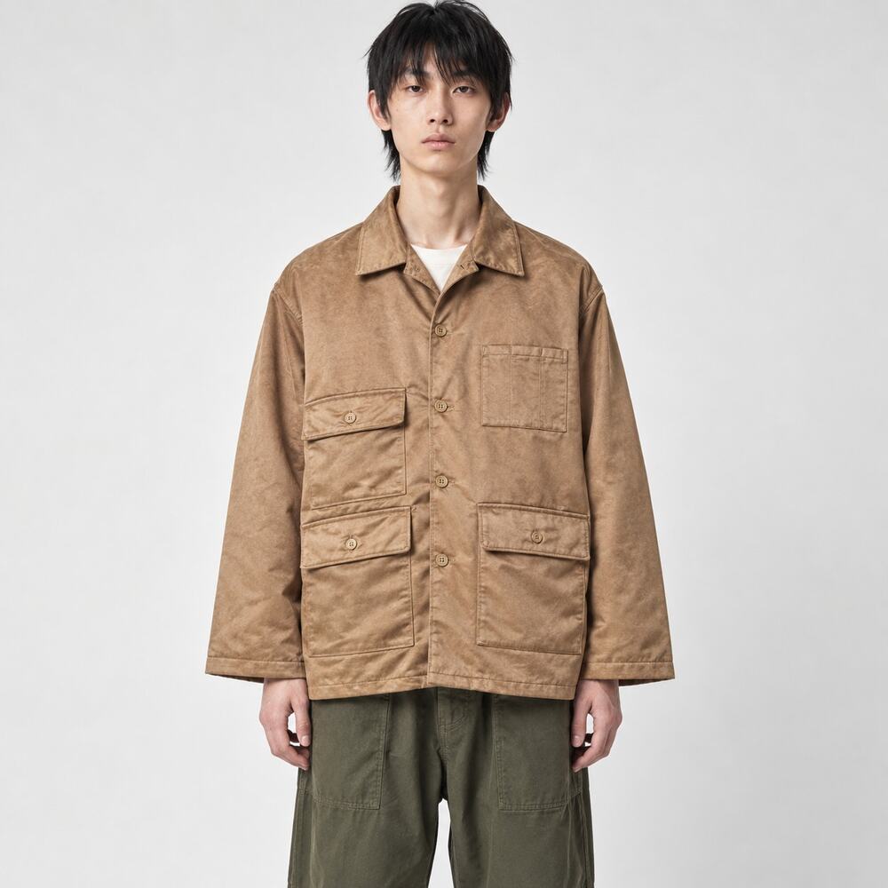 ENGINEERED GARMENTS BA Shirt Jacket Khaki Suede faux leather Small